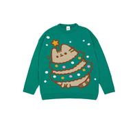 Pusheen Maglione in Maglia Verde Natalizio da Donna | Maglione Festivo - Carino e Accogliente | Abbigliamento Natalizio Elegante The Cat | Felpa Festiva a Tema Gatto | Condividi Lo Spirito