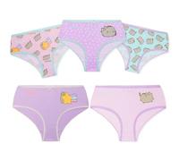 Pusheen Mutande Bambina e Ragazza, Pacco 5 Slip Cotone Colorati con Elastico, Intimo Bambina Comodi e Divertenti (7-8 Anni, Rosa/Verde Pusheen)