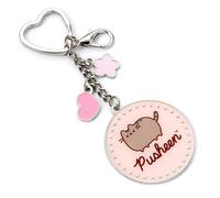 Pusheen Portachiavi rosa con nome gatto con mini ciondoli, Rosa e argento., Etic