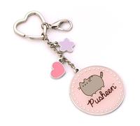 Pusheen Portachiavi rosa con nome gatto con mini ciondoli, Rosa e argento., Etichettalia unica
