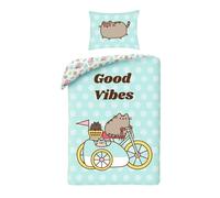Pusheen Set Copripiumino Singolo Buono Vibes a Pois Cotone Reversibile Ue Misura