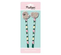 Pusheen - Set di 2 matite da disegno con decorazioni (design botanico), materiale scolastico e per ufficio, prodotto ufficiale