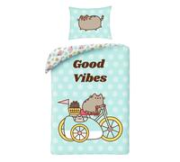 Pusheen Set Copripiumino Singolo Buono Vibes a Pois Cotone Reversibile Ue Misura