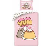 PUSHEEN YUM Mangia Budino SET LETTO Gatto Emoticon COPRIPIUMINO Cotone 140x200