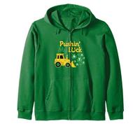 Pushing My Luck 6 7 St Patrick Bulldozer Shamrock per Bambini Felpa con Cappuccio