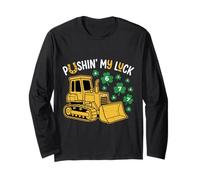 Pushing My Luck 6 7 St Patrick Bulldozer Shamrock per Bambini Maglia a Manica