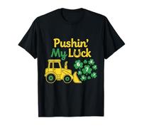 Pushing My Luck 6 7 St Patrick Bulldozer Shamrock per Bambini Maglietta