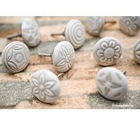 PUSHPACRAFTS 10 pomelli in ceramica a forma di fiore bianco crema look vintage per porte, armadi, cassetti, credenze