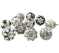 PUSHPACRAFTS - 20 pomelli in ceramica bianca e nera per cassetti e antine della cucina