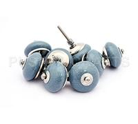 PUSHPACRAFTS 8 pomelli rotondi grigi per porta in ceramica, stile vintage, per cassetti, in ceramica, dipinti a mano