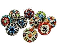 Pushpacrafts - Confezione da 10 pomelli, in stile vintage, motivo floreale, in ceramica, per maniglie di porte, armadi, cassetti e credenze