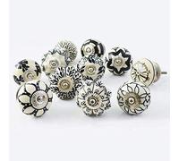 Pushpacrafts Pomelli in ceramica bianca e nera per cassetti e antine della cucina, 30 pz.