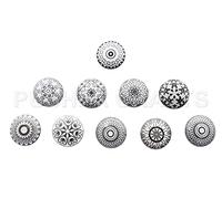 PUSHPACRAFTS Pomelli per armadio, cassetto, in ceramica, dipinti a mano, 10 pezzi grigio e bianco pomelli grigio (10) XFER