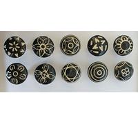 PUSHPACRAFTS Set di 10 manopole in ceramica, colore nero, design vintage