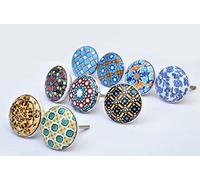 PUSHPACRAFTS Set di 20 pomelli porta Positive Energy VI in ceramica stile vintage shabby chic per armadietto, cassetto, maniglie con decorazione