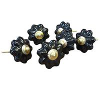 PUSHPACRAFTS Set di 6 pomelli in ceramica nera per armadietti, maniglie da cucina, cassetti e credenze, accessori in ottone