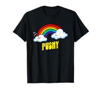 Pushy Cute Funny Sarcastic Retro Vintage Rainbow Maglietta