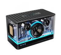 PUSOKEI Altoparlanti Bluetooth Portatili con Luci RGB Colorate, Suono con Bassi Potenti da 45 W, Supporto per Microfono Cablato e Wireless, Display Digitale 'ora, Suono HiFi per Feste in