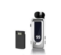 PUSOKEI Auricolare Wireless Retrattile, Cuffia Bluetooth 5.4 Clip-on Lavalier, Display Digitale a LED per la Guida di Allenamento Sportivo (SILVER)