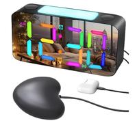 PUSOKEI Avvolging Vibrante Forte con Shaker a Letto e Luce Notturna RGB, Sveglia Digitale con Display a Specchio Grande da 7", modalità a 15 Colori, per Dormienti Profondi (BLACK)