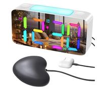 PUSOKEI Avvolging Vibrante Forte con Shaker a Letto e Luce Notturna RGB, Sveglia Digitale con Display a Specchio Grande da 7", modalità a 15 Colori, per Dormienti Profondi (WHITE)