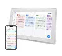 PUSOKEI Calendario Digitale da 15,6 Pollici e Carta di Lavoro, Display Touchscreen HD 1080p, 2025 Calendario WiFi Intelligente per la Famiglia (Spina europea)