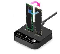 PUSOKEI Cloner SATA M.2 NVMe, Docking Station SSD Dual Bay 20Gbps Duplicatore M.2, Supporto Clonazione Offline, UASP e Ritaglio, Scrittura e Lettura