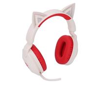 PUSOKEI Cuffie Wireless Cat Ear con Controllo del Volume del microfono. Cuffie da Gioco Stereo Pieghevoli per Adulti (rosso)