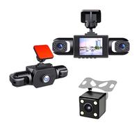 PUSOKEI Dash Cam a 4 Canali Anteriore Posteriore Interno Sinistra Destra, Dashcam 1080P con Visualizzazione Completa a 360 Gradi per Auto, Obiettivo Grandangolare, Batteria Ricaricabile, (64GB)