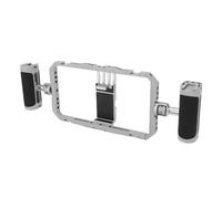 PUSOKEI Gabbia di Supporto per Videocamere da Telefono, Stabilizzatore a Doppia Impugnatura con Design Ergonomico e Interfacce di Espansione, con Copertura Protettiva in Silicone,