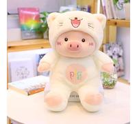 PUSOKEI Giocattoli di Maiale Simpatico Ricamo Artigianale a Forma di Cartone Animato in Cotone PP per Bambini Peluche Farcito (WHITE #18)