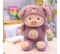 PUSOKEI Giocattoli di Maiale Simpatico Ricamo Artigianale a Forma di Cartone Animato in Cotone PP per Bambini Peluche Farcito (PURPLE #21)