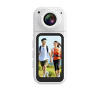 PUSOKEI MINI BODY CALOTH, Fotocamera D'azione per Pollice 2,7k, Obiettivo Rotante a 180 ° e Display HD da 1,47 ", Videocamera Portatile Indossabile con Audio e Video (WHITE)