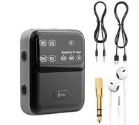 PUSOKEI Ricevitore del Trasmettitore Bluetooth 6.0, Supporto Aux Mic Broadcast Ingresso TX, Riduzione del Rumore ENC e Muto, per le Classi Guidate a 3,5 Mm