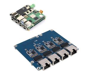 PUSOKEI Scheda ETH PCIe a 4 2,5G, Scheda di Espansione Ethernet Plug and Play Senza unità con Indicatore LED, per Dispositivo Rasp Pi 5