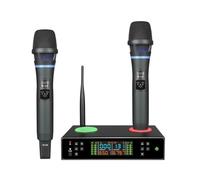 PUSOKEI Siste ma Microfonico Wireless, Doppi Microfoni Ricaricabili con Slot Anti-ululato e di Ricarica, per Karaoke, Canto, Discorsi, Conferenze di Nozze a Casa