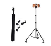 PUSOKEI Stand Light Duty Light con Ruote, Tripode di Luce Telescopica con Ruote, Supporto per il Pavimento a Ruota per Telefono e Fotocamera