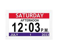 PUSOKEI Sveglia Calendario Digitale da 7 Pollici, Ampio Display con Data e Ora, Icone Giorno e Notte, Oscuramento Automatico, 12 Allarmi Personalizzati, con Cornice Digitale, per