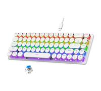PUSOKEI Tastiera Meccanica Cablata, Tastiera da Gioco retrò Retrovisore RGB con Interruttore Blu, 68 Tasti, Scambiabile Caldo, Anti-ghosting, Keycap Rotondi, per Laptop per PC (WHITE)