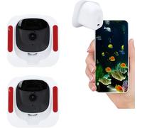 PUSOKEI Telecamera da Finestra Bluetooth 4MP 2K, Confezione da 2, Telecamere Interne WiFi da 2,4/5 GHz per Sicurezza Domestica, Grandangolo da 140°, Visione Notturna a Colori Al,
