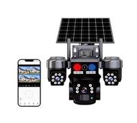 PUSOKEI Telecamera di Sicurezza Solare 4G con 3 Obiettivi, Visione Notturna a Colori e Rilevamento Movimento PIR, WiFi Non Necessario, Telecamere PTZ 1080P HD 360° per la Sicurezza