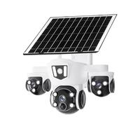 PUSOKEI Telecamera di Sicurezza Solare 4G LTE, Telecamera Dome Solare a 360° con Tripla Lente, Tre Telecamere in una, WiFi Non Necessario, Rilevamento del Movimento, Visione Notturna (Versione