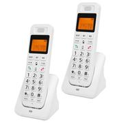 PUSOKEI Telefono Cordless DECT 6.0, Telefono Fisso con 2 Ricevitori, Vivavoce Full Duplex, Identificativo del Chiamante e Avviso di Chiamata, Blocco Chiamate, Display LCD Retroill (WHITE)