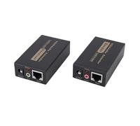 PUSOKEI VGA Extender, Trasmettitore VGA e Ricevitore con HDB15, RJ45, Interfaccia Sound DC3.5, Plug and Plug and Play HD 100M 1920x1440, per Computer con Laptop DVR Entertainment (Spina europea)