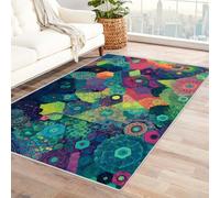 PUSRDEO Tappeto Multicolore con Design 3D Foresta Oscura Tappeto Per Camera Principale Doppia Morbido Al Tatto Resistente Macchie Quadrato(Blue)-180x270cm