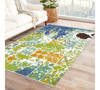 PUSRDEO Tappeto Patchwork con Motivi Astratti e Geometrici Ombra Degli Alberi E L'Uomo Tappeto Per Tavolino Caffè Sotto Tavolo Soggiorno Lavabile Facile Pulire(Verde)-180x240cm