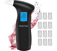 PUTAII Alcolometro, misuratore di prova, misuratore di alcol, con 12 bocchini, display LCD, tester di alcool, per l'uso a casa o alle feste
