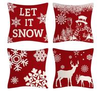 Puthernm 18 X 18 Pollici Set di 4 Copri Cuscino per Esterni Natalizi Impermeabili Custodie per Cuscini da Lancio Decorativi per Il Anno