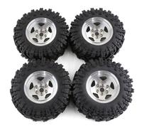 Puthernm 4 Pezzi 98mm Metallo 1.9 Pollici Beadlock Cerchione Gomma Set per 1/10 RC Crawler Car TRX4 D90 SCX10 II III