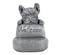 Puthernm Bulldog Francese Benvenuto su Un Piedistallo Accessori per La Casa o Il Giardino Cortile Giardino Decorazione Decorazione per Esterni